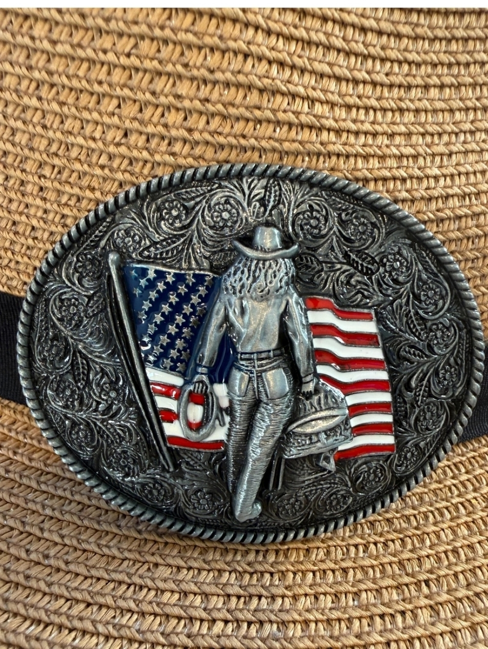 New Cowboy Cowgirl Western rodeo American flag belt buckle 2 Colors Available